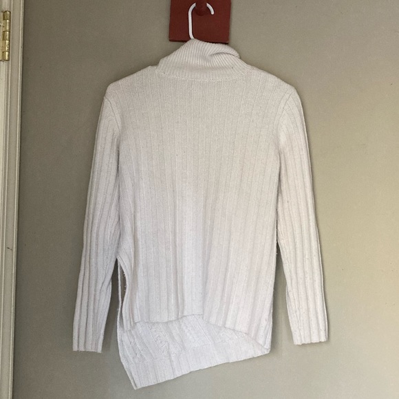 Milly Cream Asymmetrical Cable-Knit Turtleneck Sweater M - Picture 6 of 9